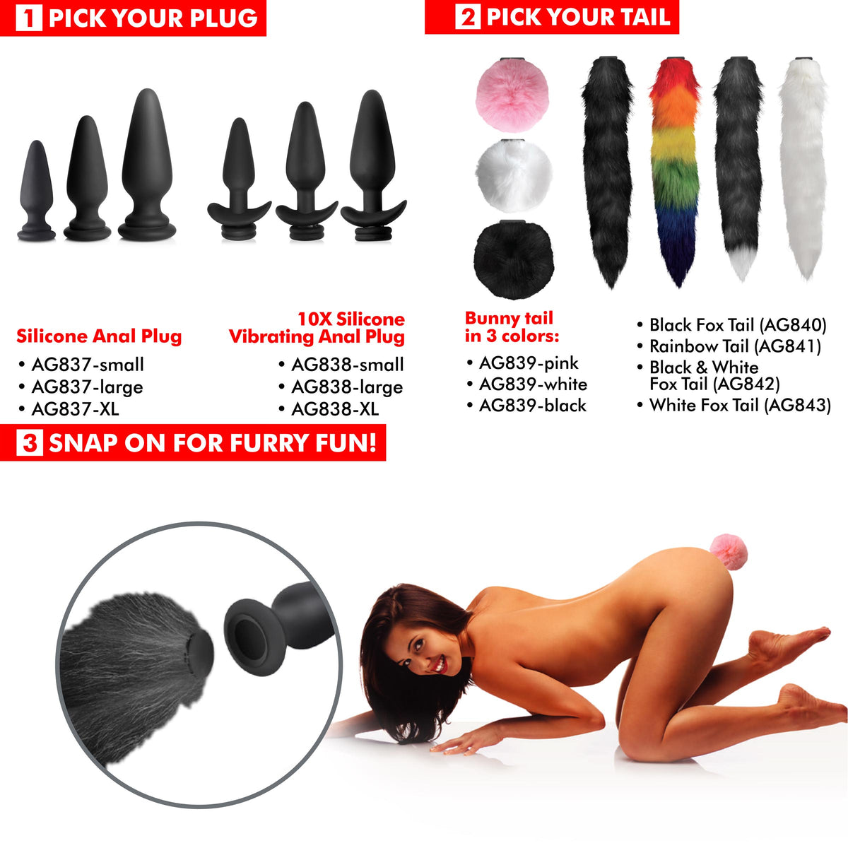 Interchangeable Silicone Anal Plug for Tailz Tails, XL