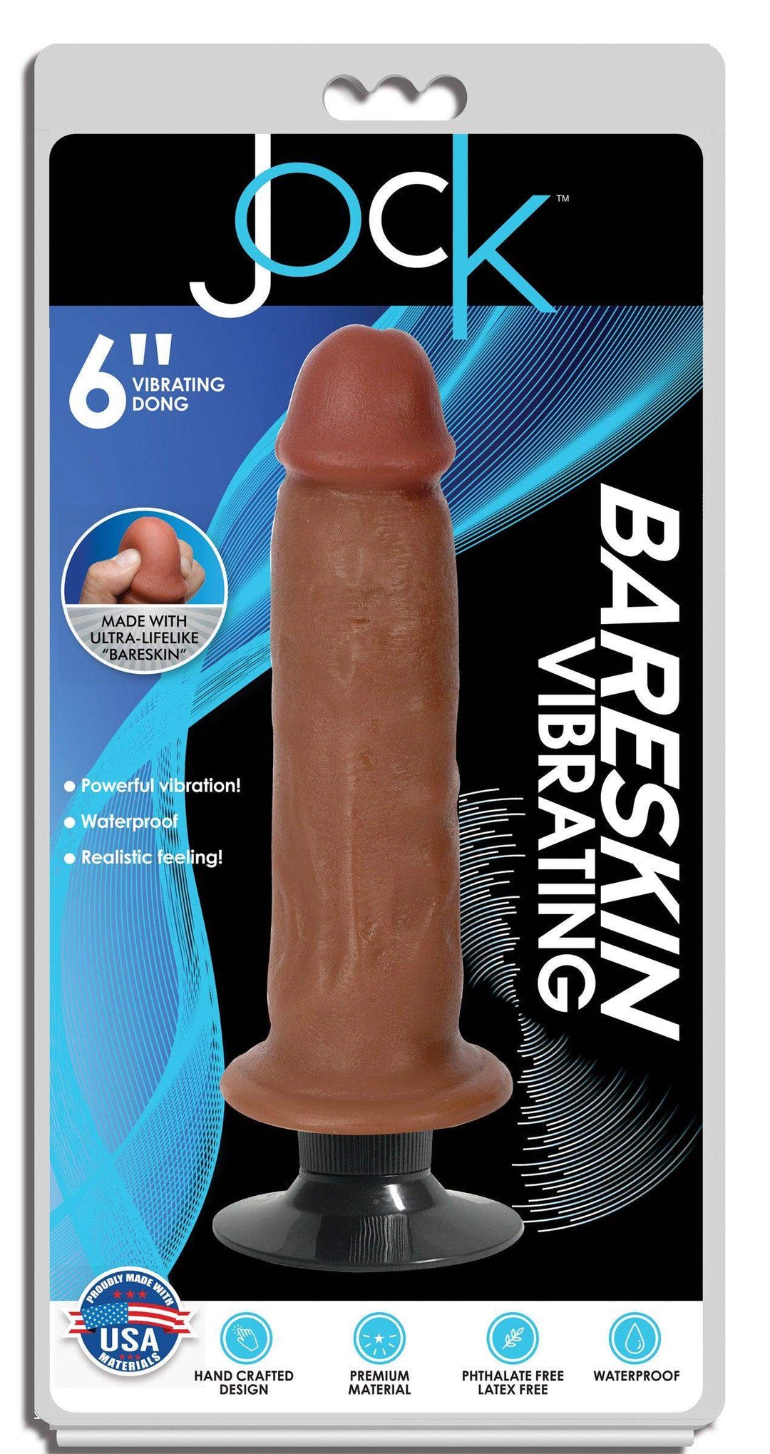 Jock Bareskin Vibrating Dildo in Dark 6 Inch