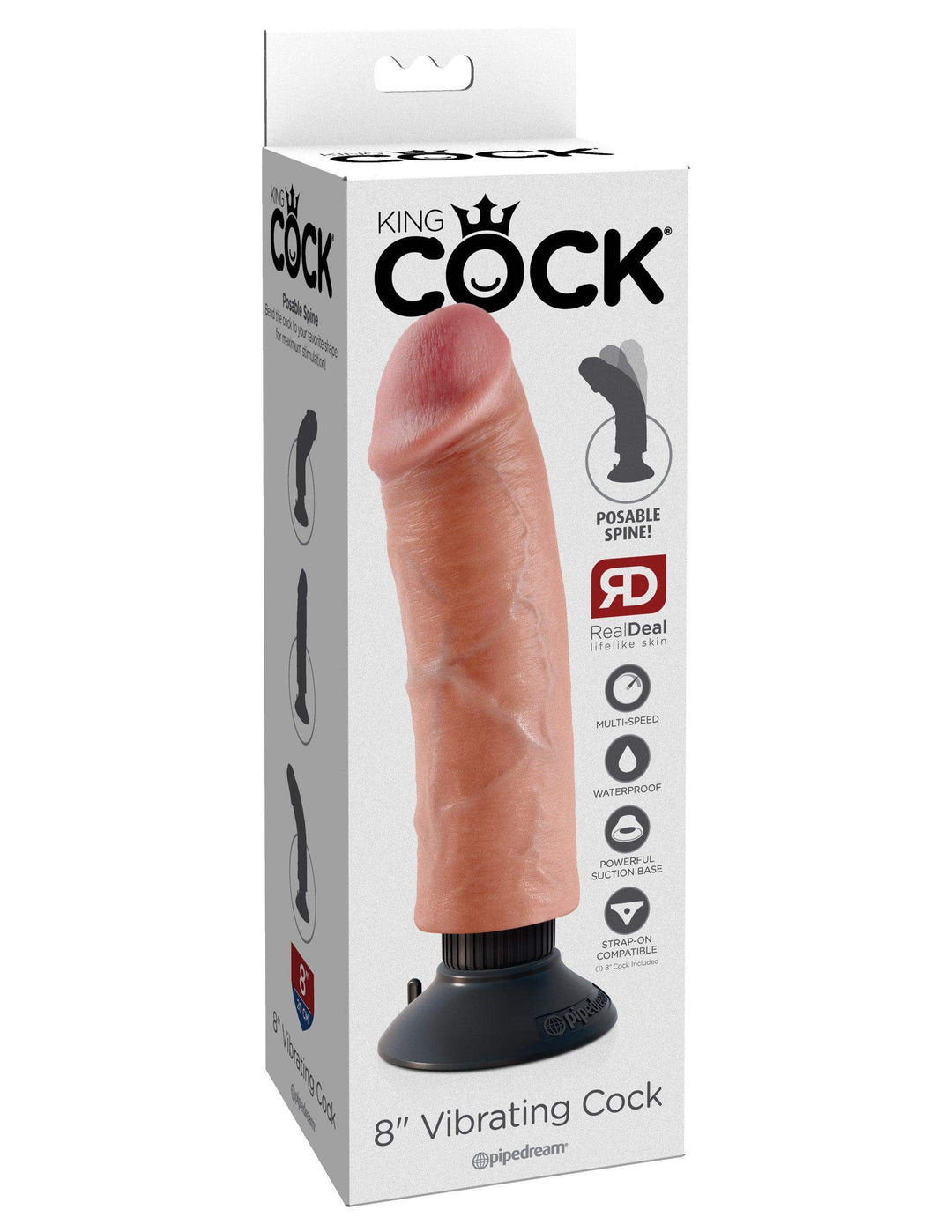 King Cock Vibrating Cock in Light 8 Inch