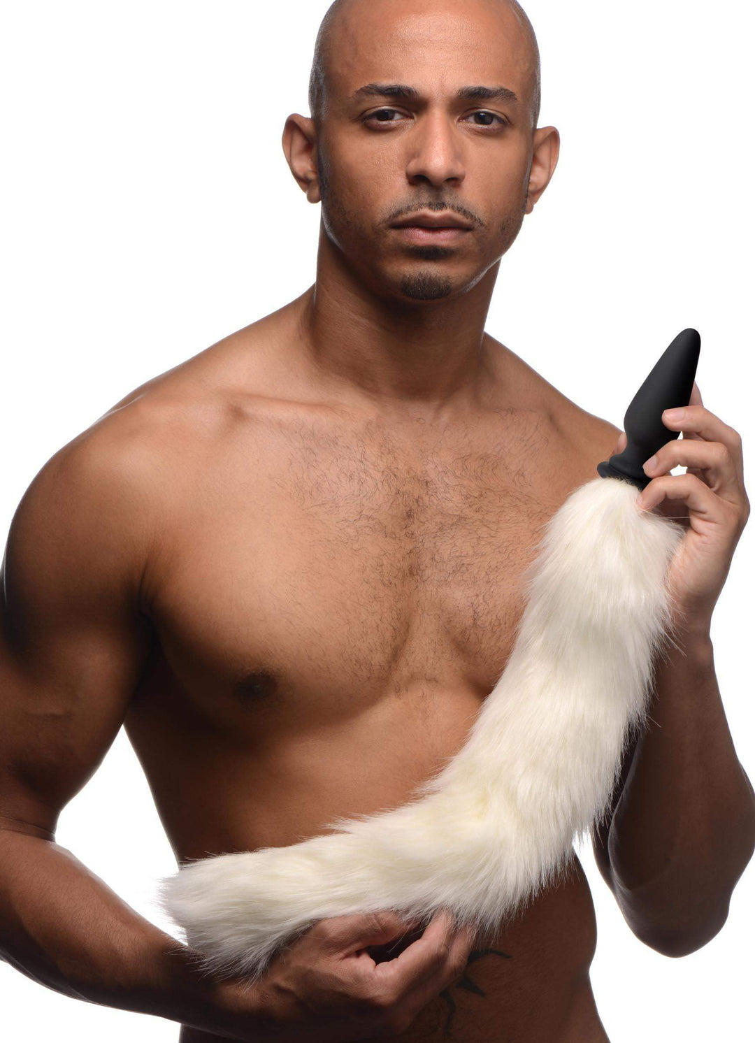 Anal Plug with Interchangeable Fox Tail in White Large