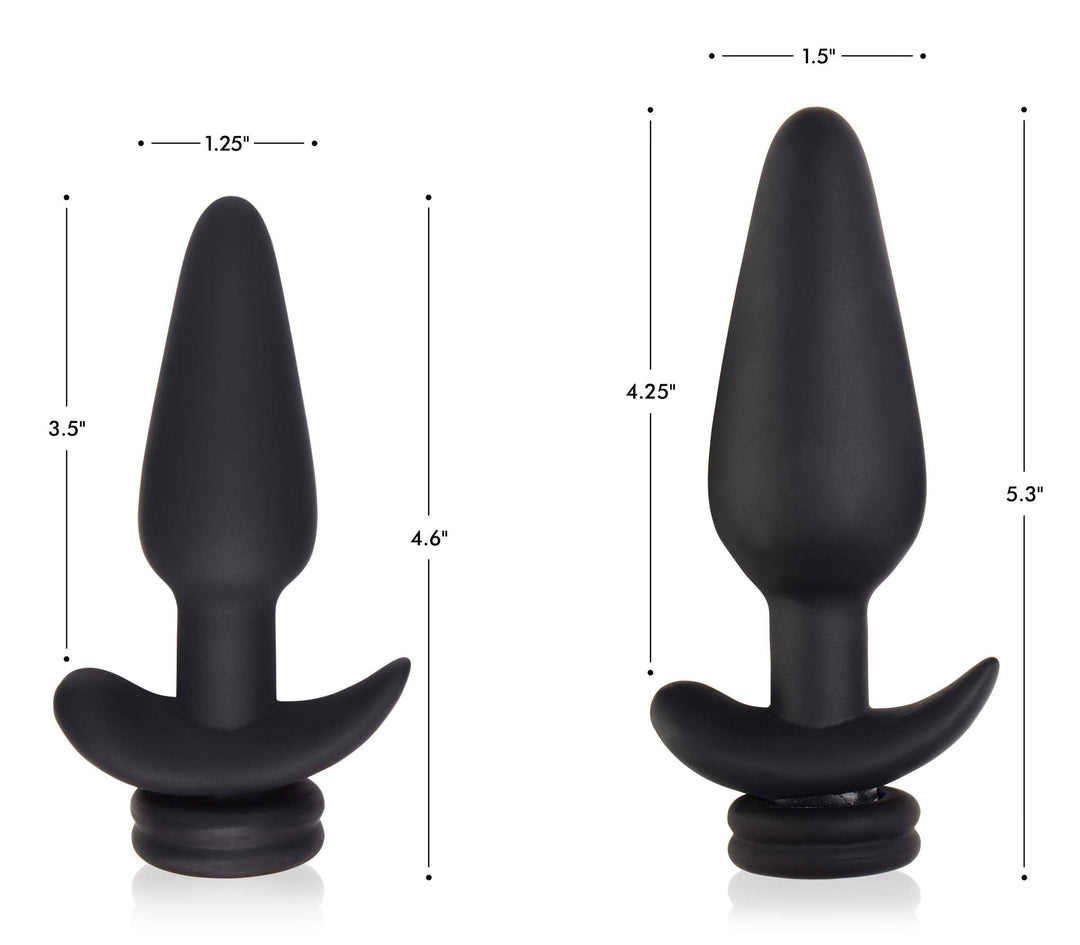 Vibrating Anal Plug with Interchangeable Fox Tail in Black and White Large