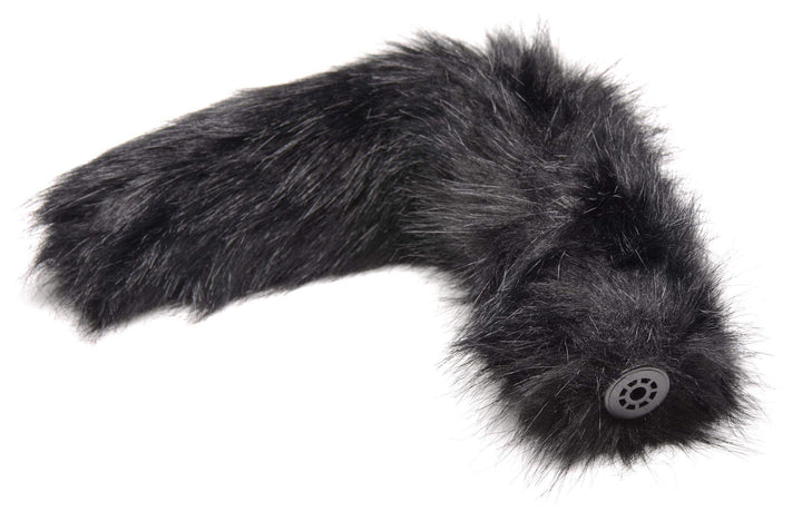 Vibrating Anal Plug with Interchangeable Fox Tail in Black Large