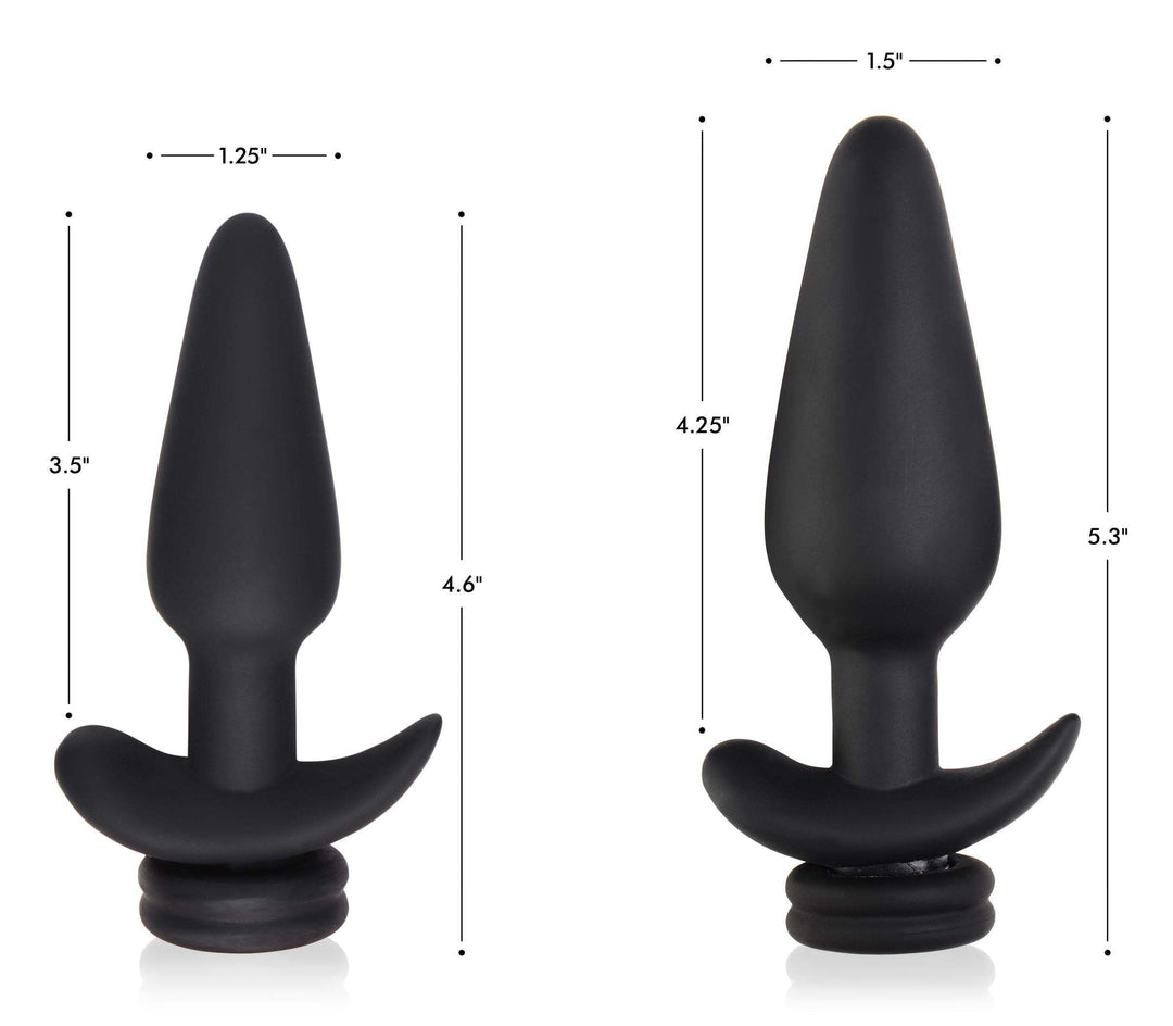 Vibrating Anal Plug with Interchangeable Fox Tail in Black Large