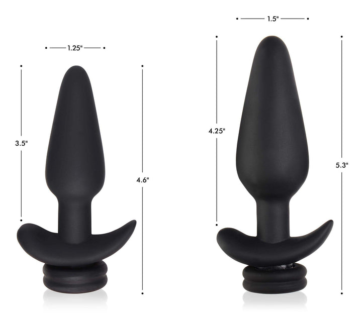 Vibrating Anal Plug with Interchangeable Fox Tail in Black Large