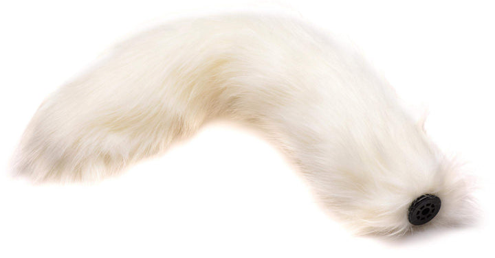 Vibrating Anal Plug with Interchangeable Fox Tail in White Large