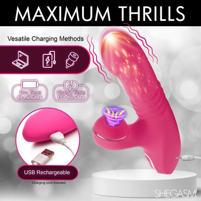 Pro-Thrust Thrusting Suction Silicone Rabbit Vibrator - The Dildo Hub