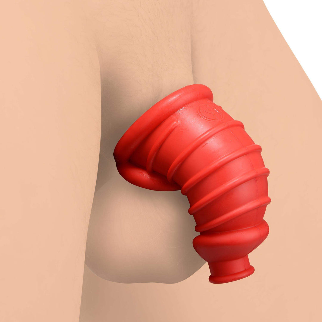 Chamber Silicone Chastity Cage in Red