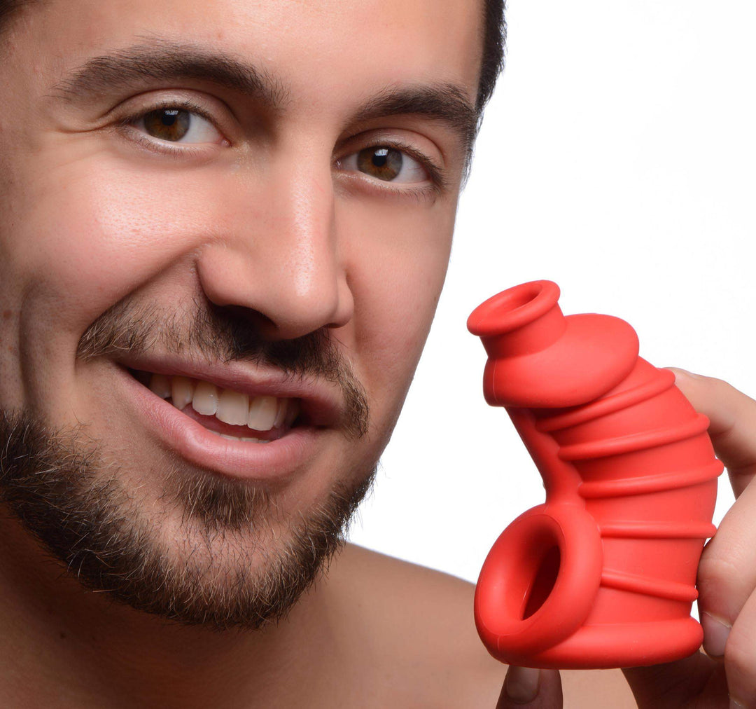 Chamber Silicone Chastity Cage in Red