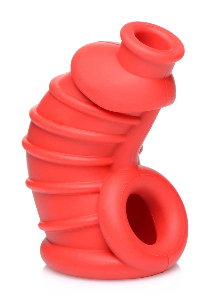 Chamber Silicone Chastity Cage in Red