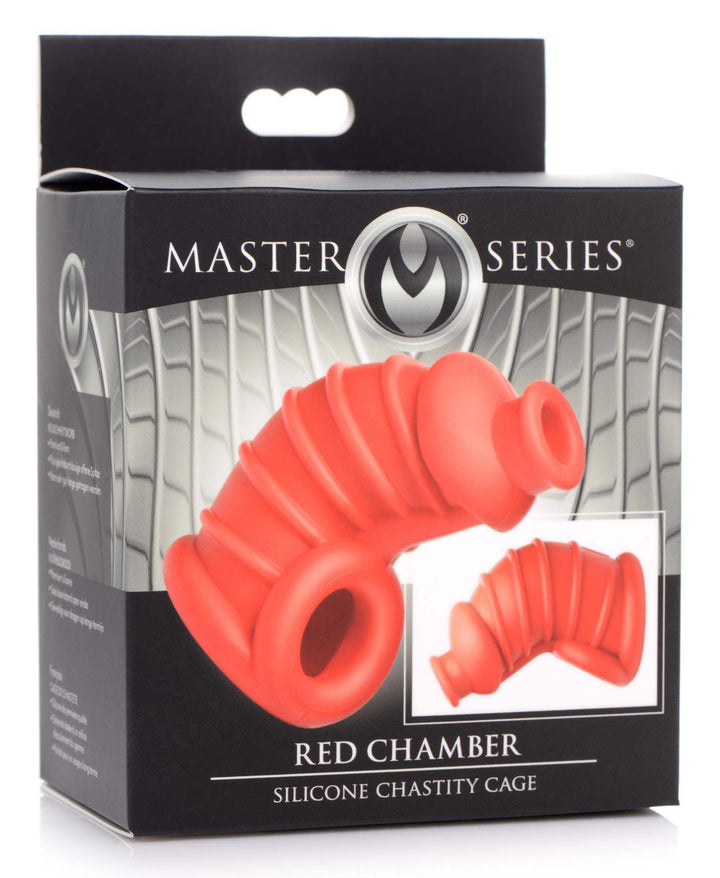 Chamber Silicone Chastity Cage in Red