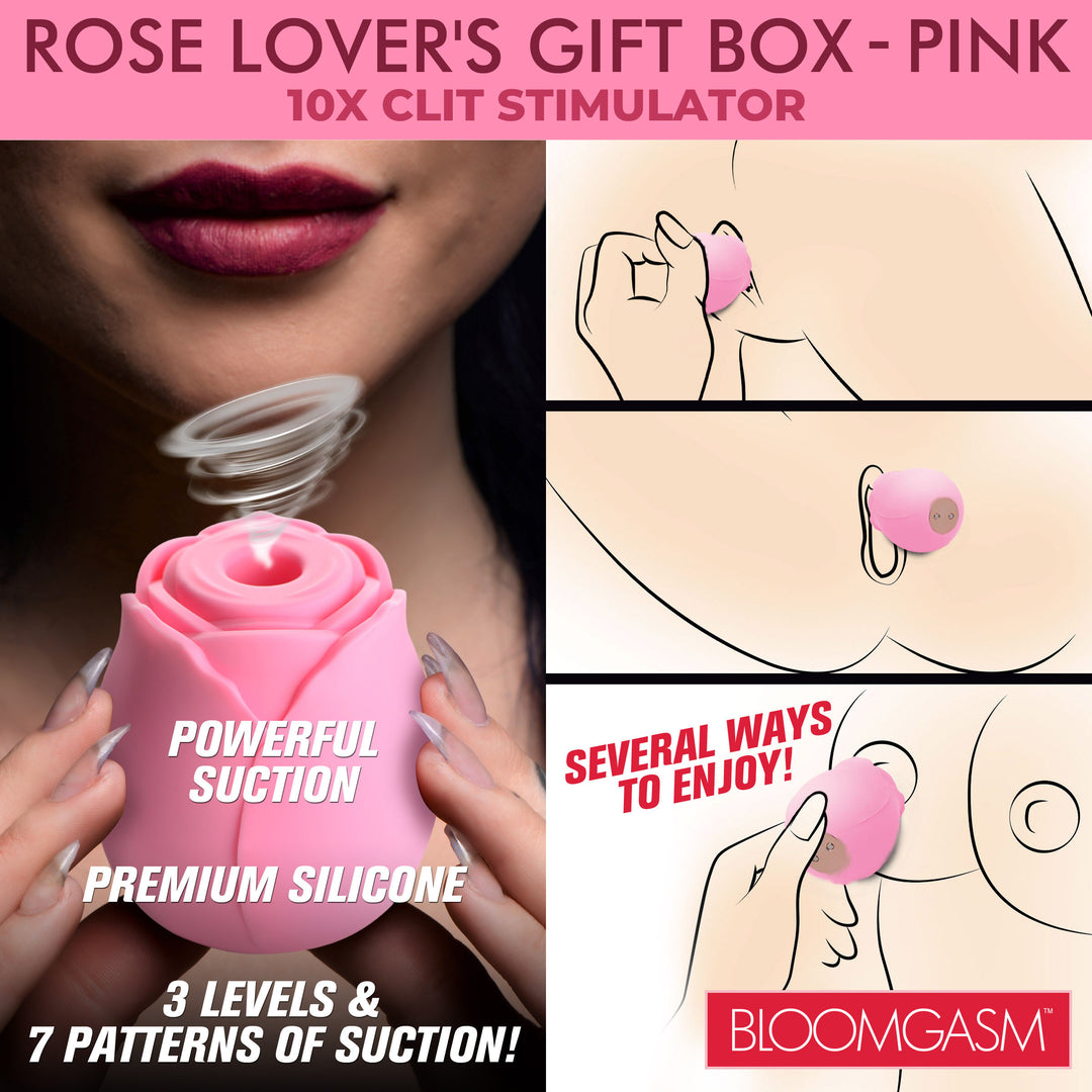 Rose Lovers Gift Box 10X Clit Suction Rose, Pink