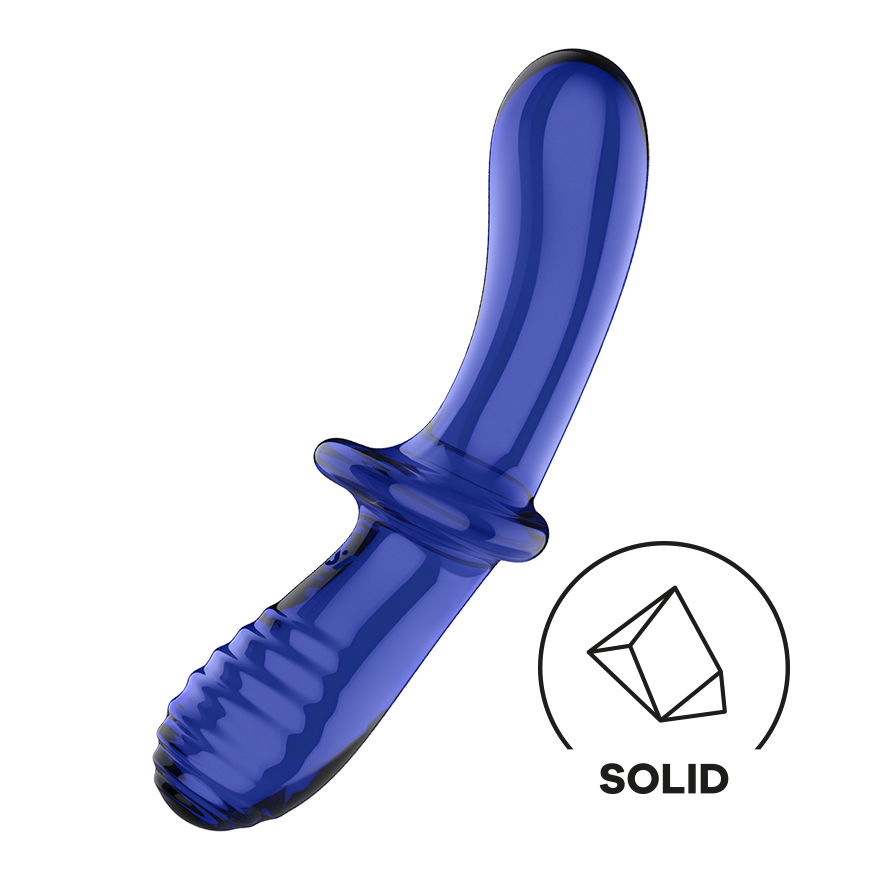 Satisfyer Double Crystal Double-Ended Glass Dildo in Light blue