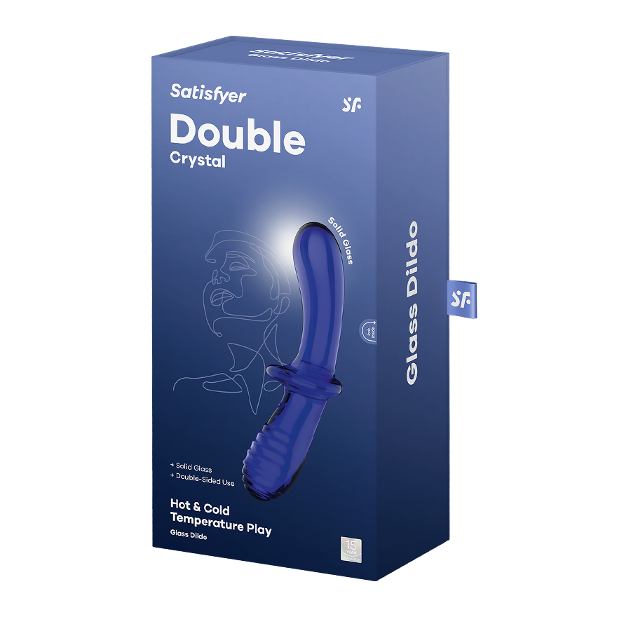 Satisfyer Double Crystal Double-Ended Glass Dildo in Light blue