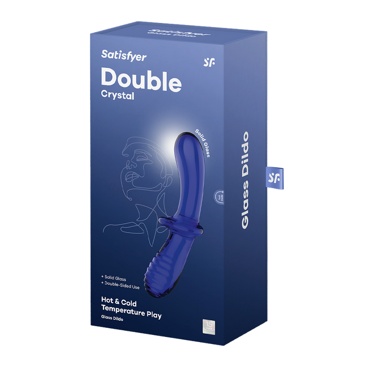 Satisfyer Double Crystal Double-Ended Glass Dildo in Light blue