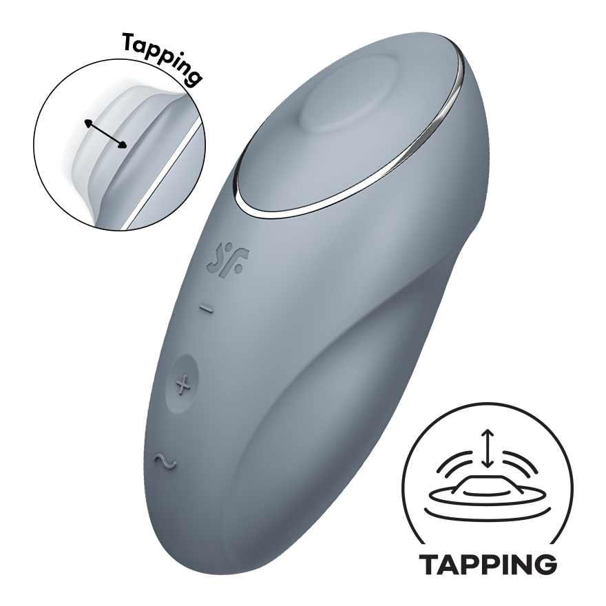 Satisfyer Tap &amp; Climax 1 Tapping Lay-On Clitoral Vibrator in Blue-Grey