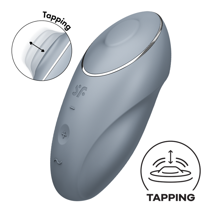 Satisfyer Tap &amp; Climax 1 Tapping Lay-On Clitoral Vibrator in Blue-Grey