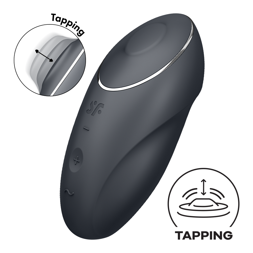 Satisfyer Tap &amp; Climax 1 Tapping Lay-On Clitoral Vibrator in Grey