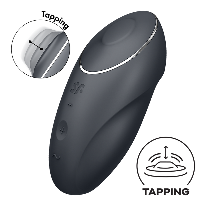 Satisfyer Tap &amp; Climax 1 Tapping Lay-On Clitoral Vibrator in Grey