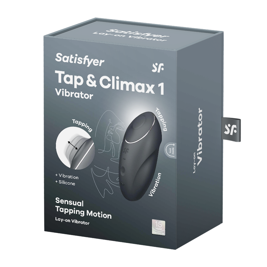 Satisfyer Tap &amp; Climax 1 Tapping Lay-On Clitoral Vibrator in Grey