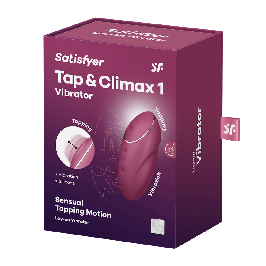 Satisfyer Tap &amp; Climax 1 Tapping Lay-On Clitoral Vibrator in Red