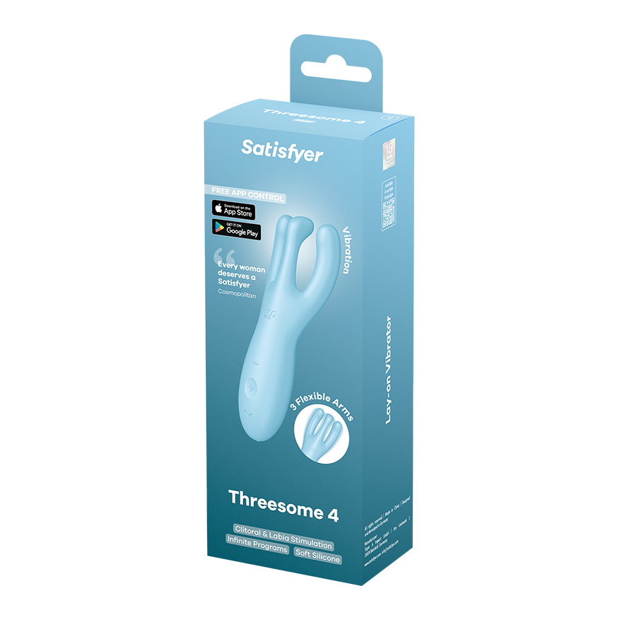 Satisfyer Threesome 4 Connect App Three-Arm Vibrator in Blue