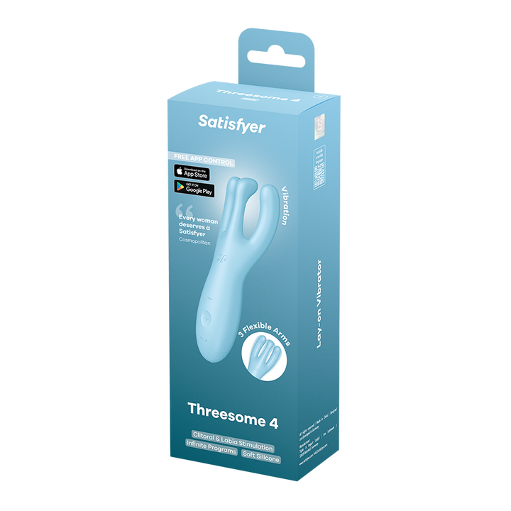 Satisfyer Threesome 4 Connect App Three-Arm Vibrator in Blue