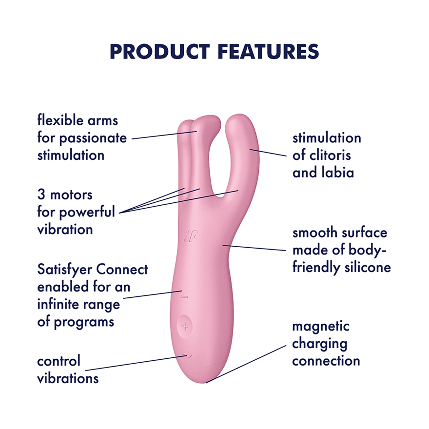 Satisfyer Threesome 4 Connect App Three-Arm Vibrator in Pink