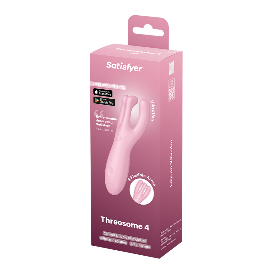 Satisfyer Threesome 4 Connect App Three-Arm Vibrator in Pink