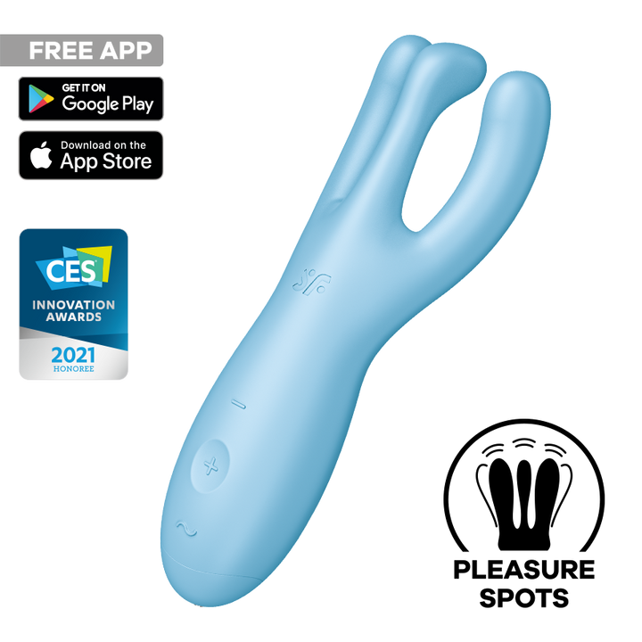 Satisfyer Threesome 4 Connect App Three-Arm Vibrator in Blue