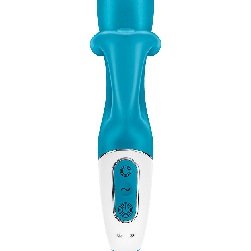 Satisfyer Embrace Me Rabbit Vibrator with Ring Handle in Turquoise