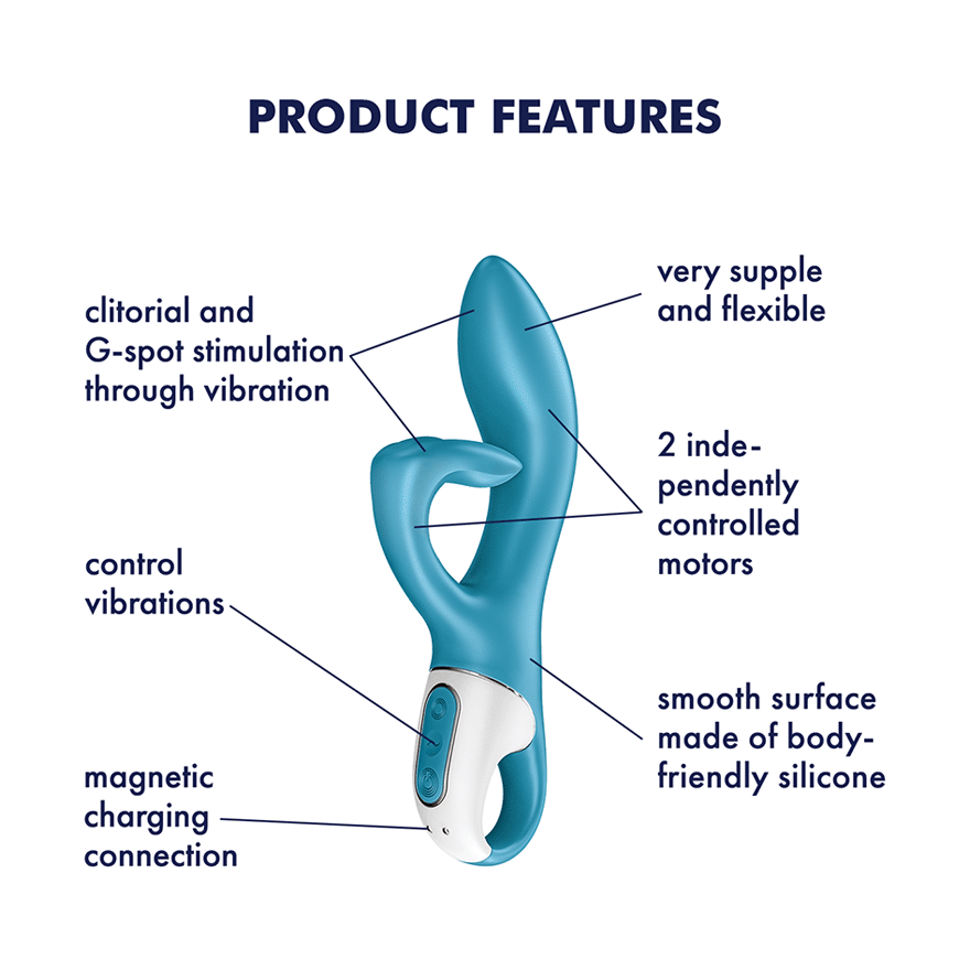 Satisfyer Embrace Me Rabbit Vibrator with Ring Handle in Turquoise