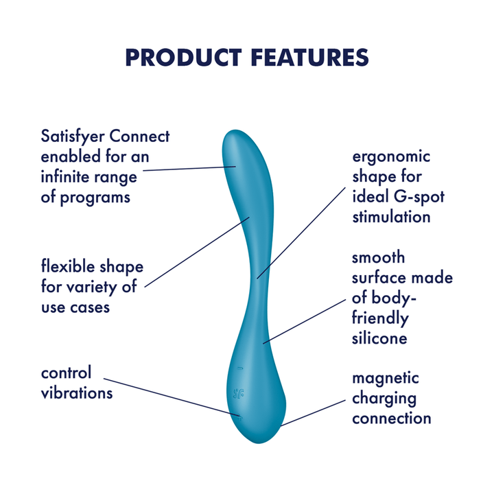 Satisfyer G-Spot Flex 5 Connect App Bendable Vibrator in Blue