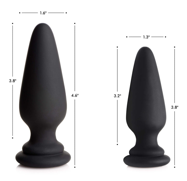 Anal Plug with Interchangeable Fox Tail in Black and White Small