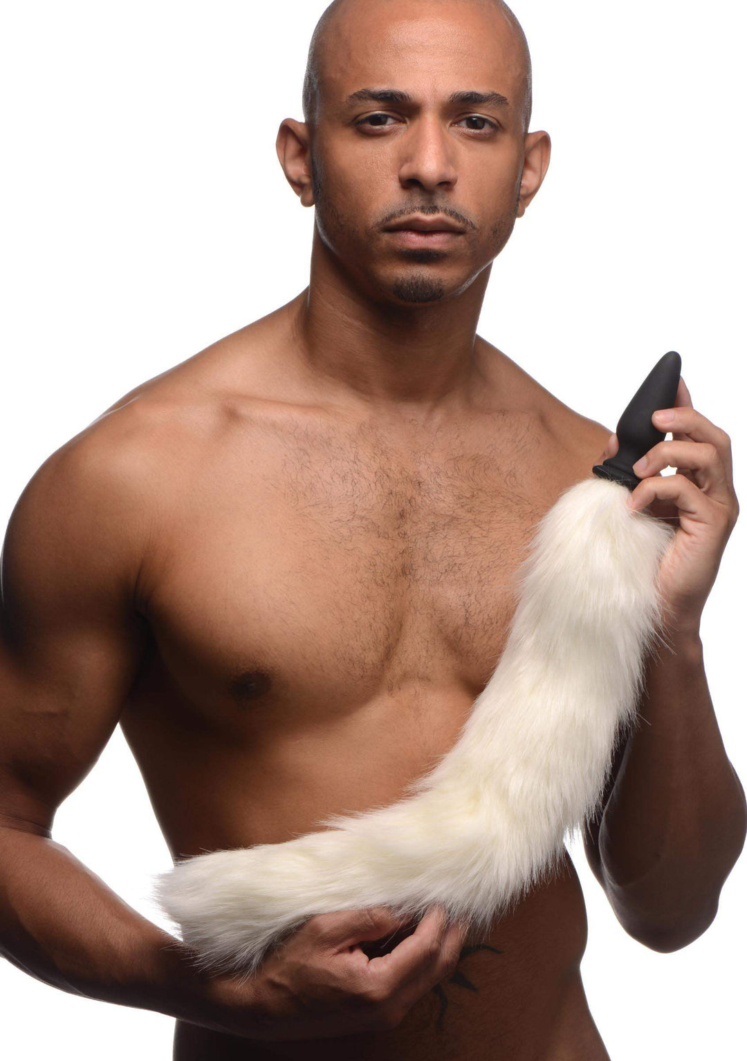 Anal Plug with Interchangeable Fox Tail in White Small