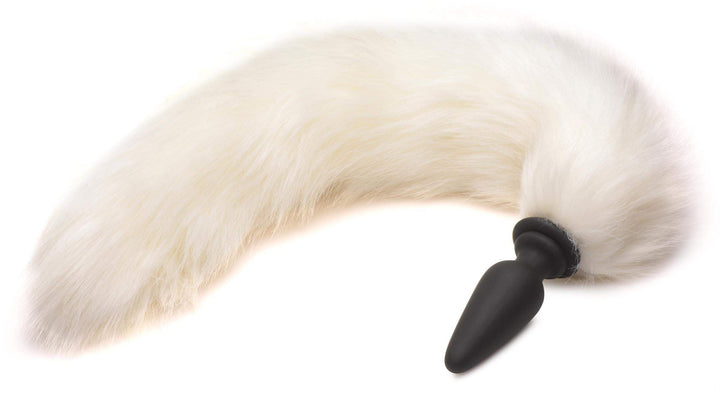 Anal Plug with Interchangeable Fox Tail in White Small
