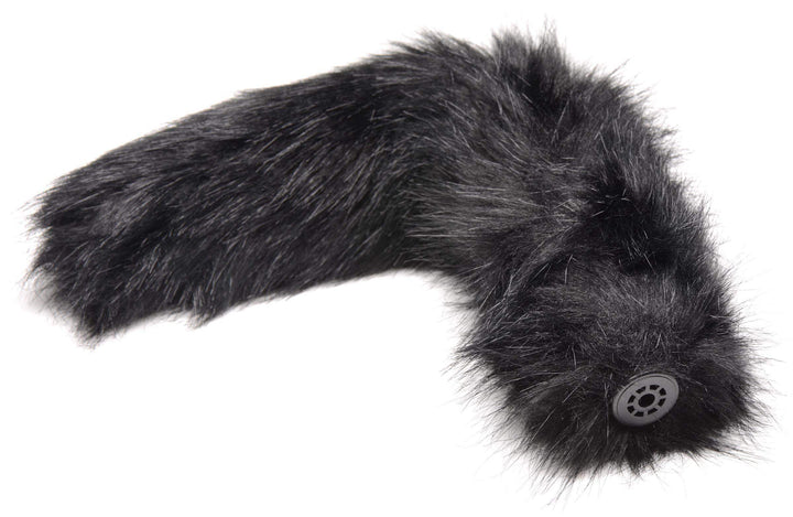 Vibrating Anal Plug with Interchangeable Fox Tail in Black Small