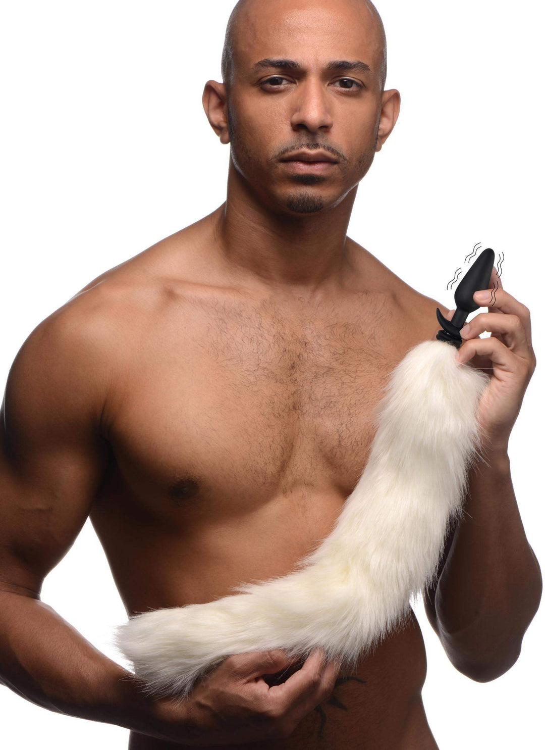 Vibrating Anal Plug with Interchangeable Fox Tail in White Small
