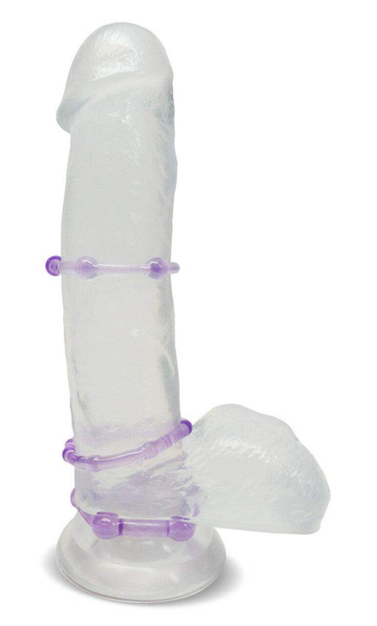 Stay Hard Beaded Cock Rings - 3 Pack in Blue