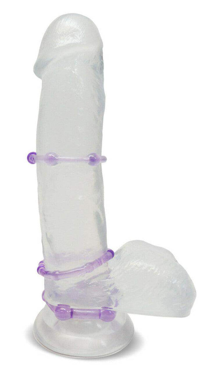 Stay Hard Beaded Cock Rings - 3 Pack in Blue