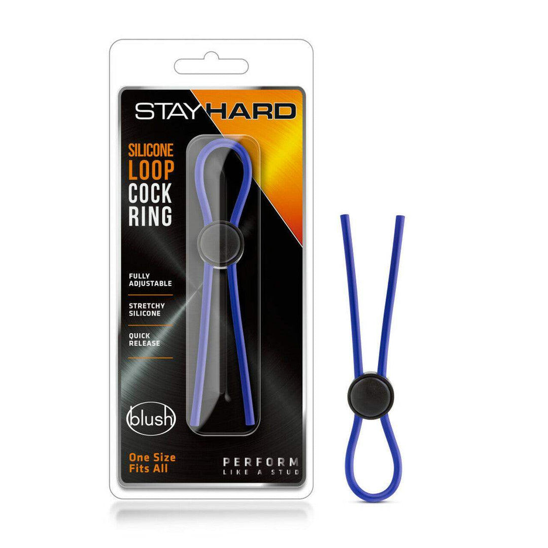 Stay Hard Silicone Loop Cock Ring in Blue
