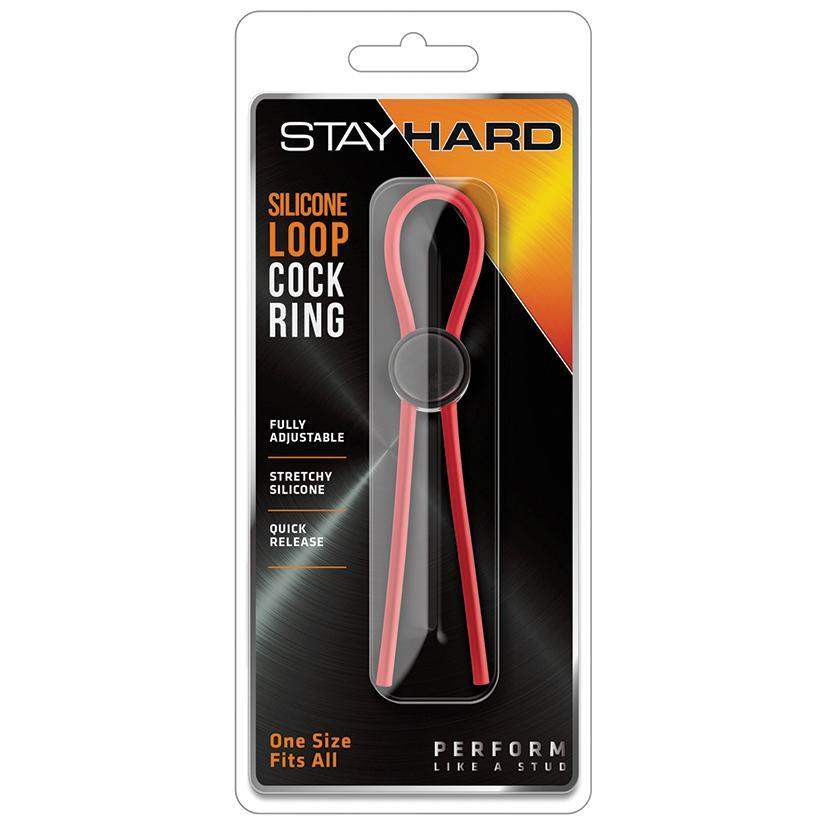 Stay Hard Silicone Loop Cock Ring in Red