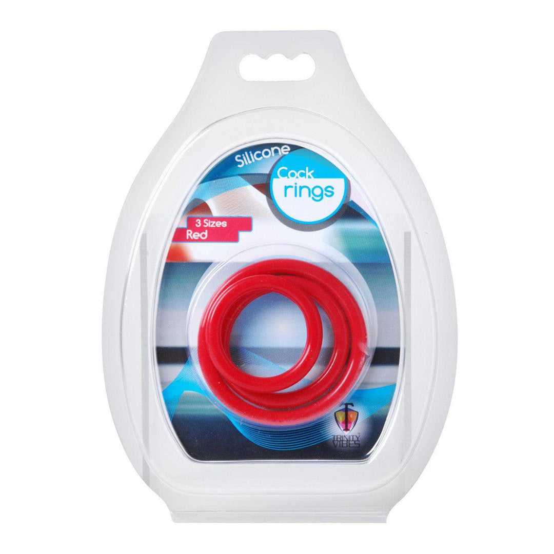 Trinity Silicone Cock Rings in Red