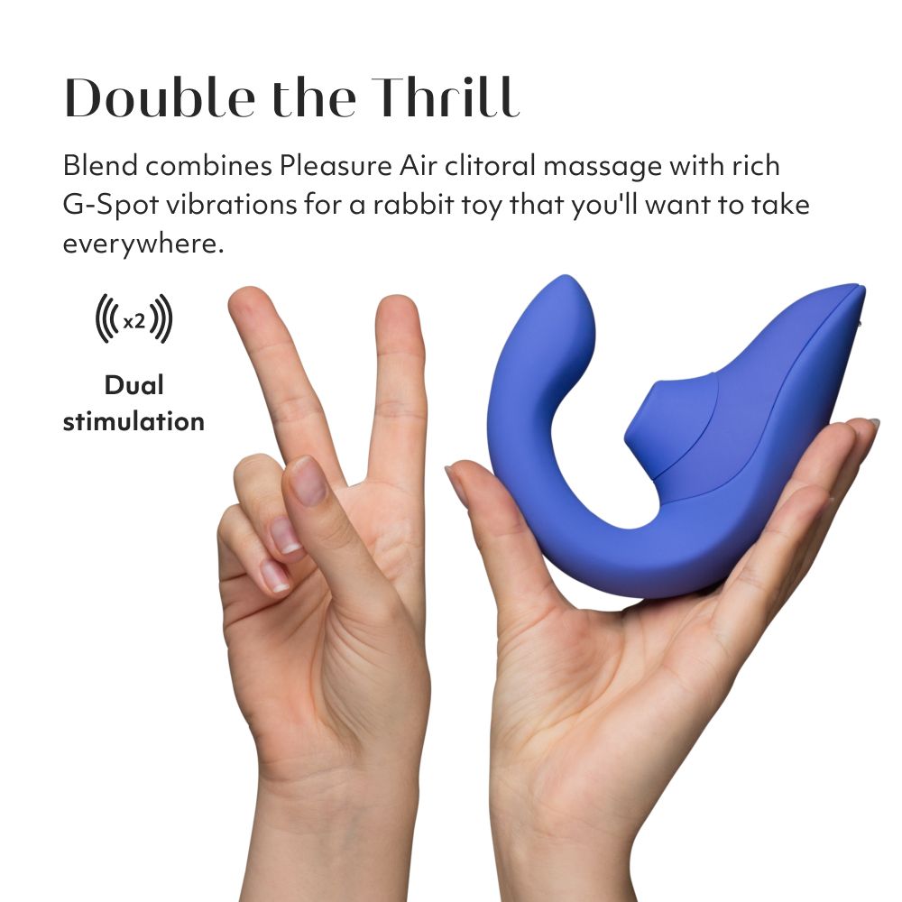 Womanizer Blend Rabbit Vibrator with Pleasure Air in Vibrant Blue