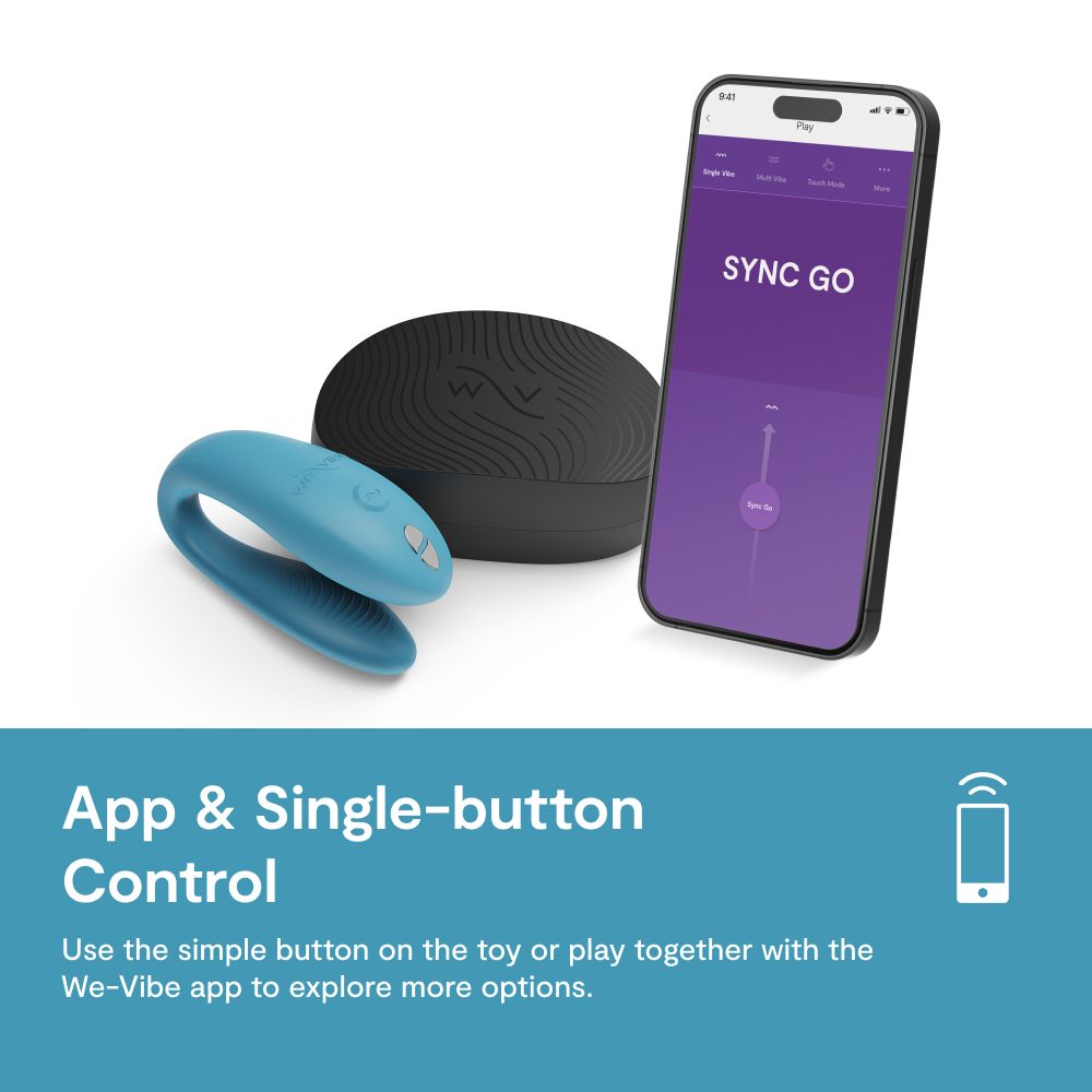 We-Vibe Sync Go Travel Couples Vibrator with App Control in Turquoise