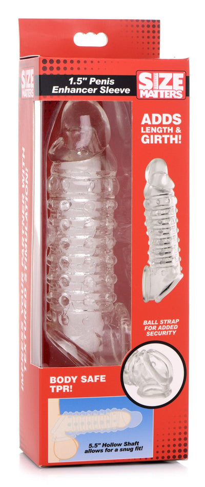 1.5 Inch Penis Enhancer Sleeve - Clear - The Dildo Hub