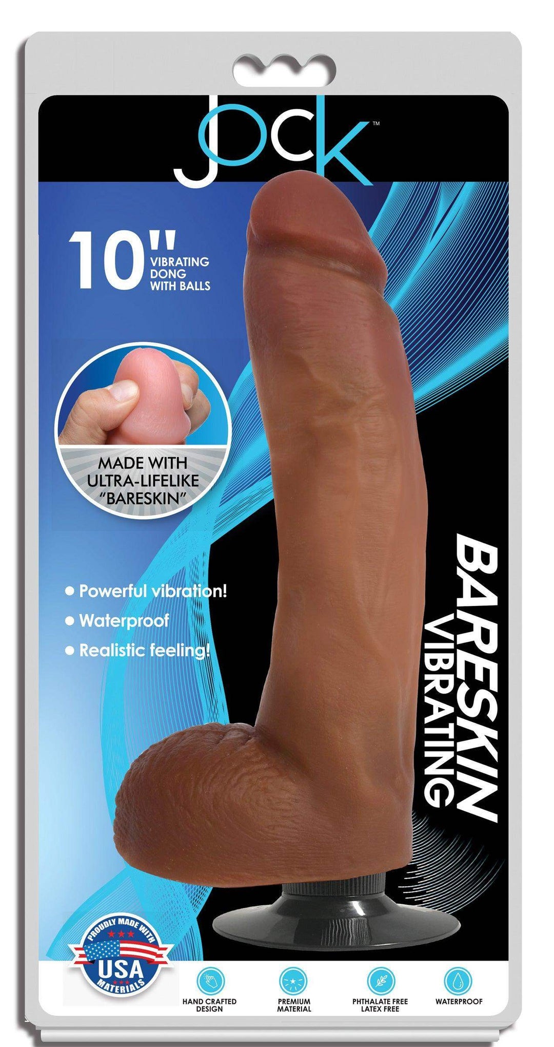 10 Inch Dark Bareskin Jock | Realistic Vibrating Dildo - Large Vibrating Dildo - Huge Vibrating Dildo - The Dildo Hub