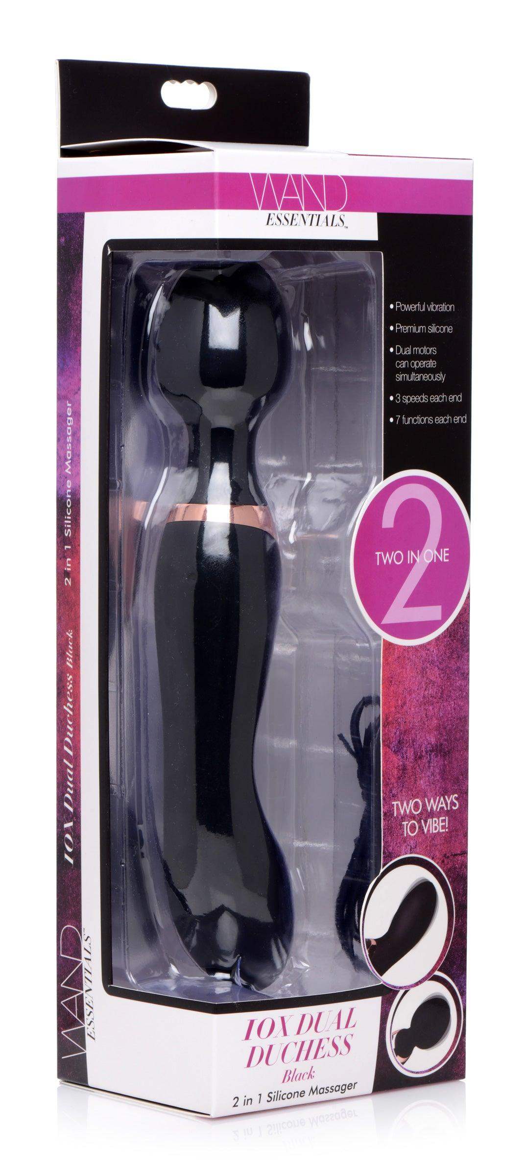 10X Dual Duchess 2-in-1 Silicone Massager - Black - The Dildo Hub