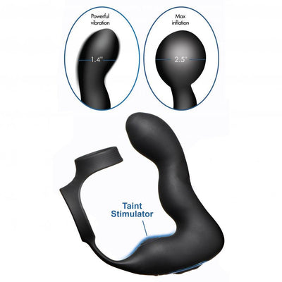 10X Inflatable and Vibrating Prostate Plug with Cock and Ball Ring - The Dildo Hub