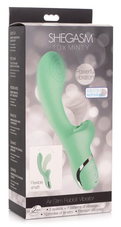 10X Minty Air-Stim Silicone Rabbit Vibrator - The Dildo Hub