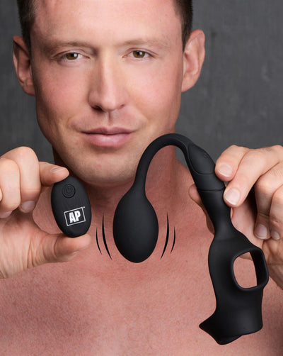 10X P-Bomb Silicone Cock and Ball Ring with Vibrating Anal Plug - The Dildo Hub